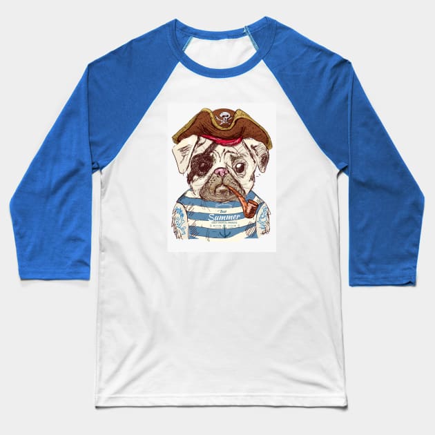 Pirate Pug! Baseball T-Shirt by HELLINISMOS